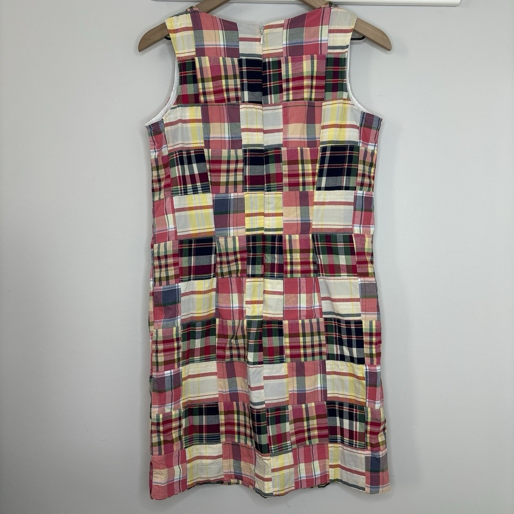 LL‎ Bean Madras Plaid Dress 6P Patchwork Preppy New England Old Money Coastal - Picture 2 of 10
